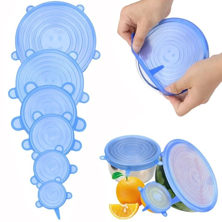 PACK DE 6 TAPAS DE SILICONA REUTILIZABLES