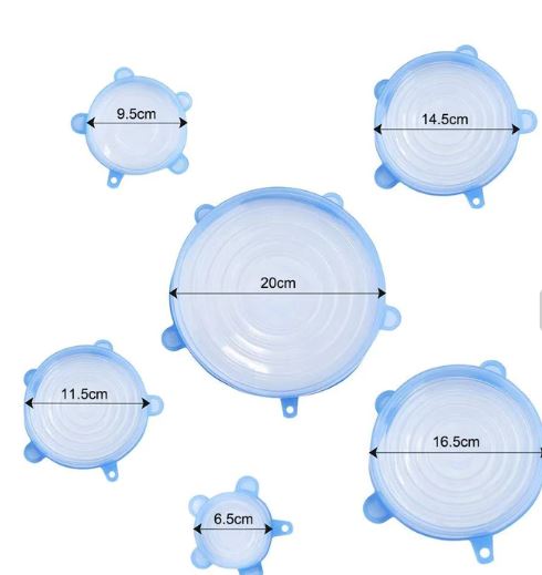PACK DE 6 TAPAS DE SILICONA REUTILIZABLES