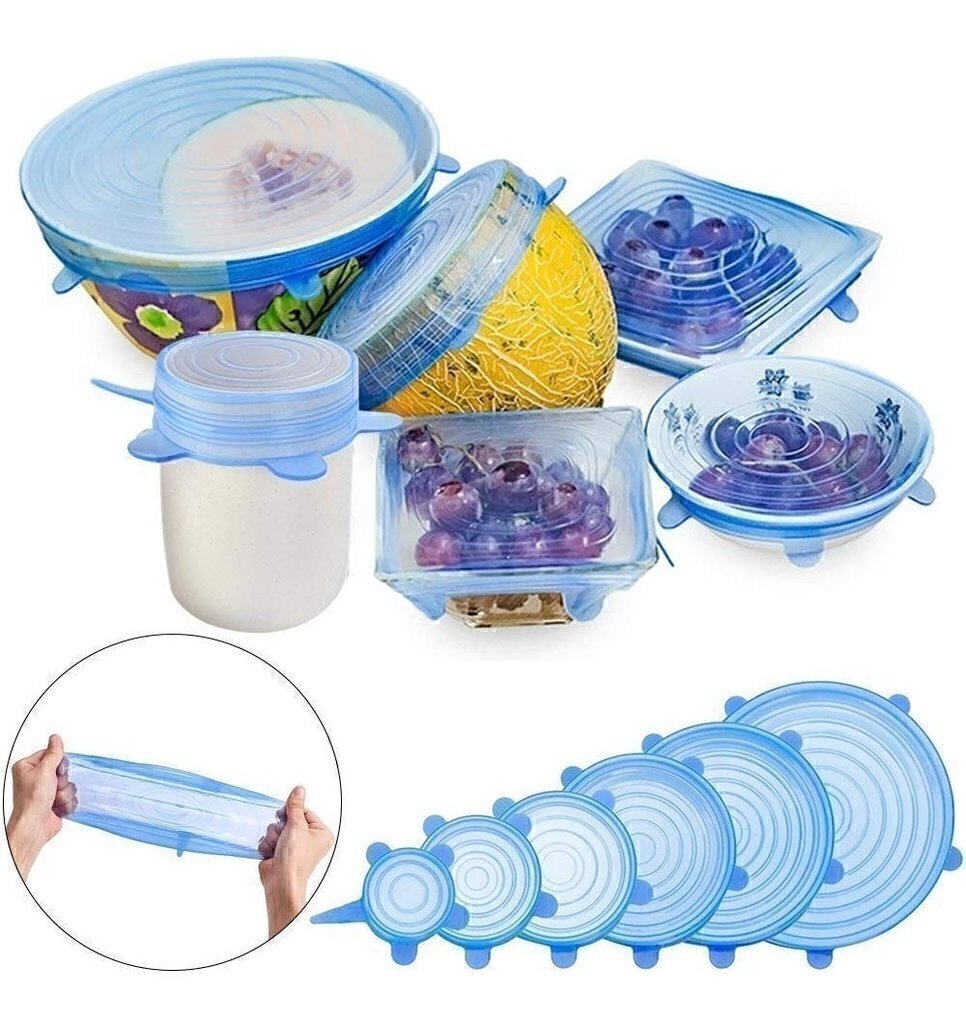 PACK DE 6 TAPAS DE SILICONA REUTILIZABLES