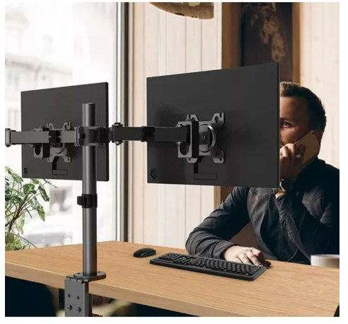 SOPORTE DOBLE PARA MONITORES AJUSTABLE