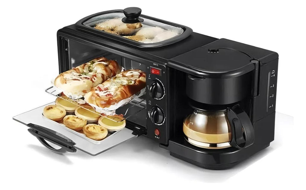 ESTACION DESAYUNO MULTIFUNCIONAL 3 EN 1 CAFETERA HORNO PLANCHA
