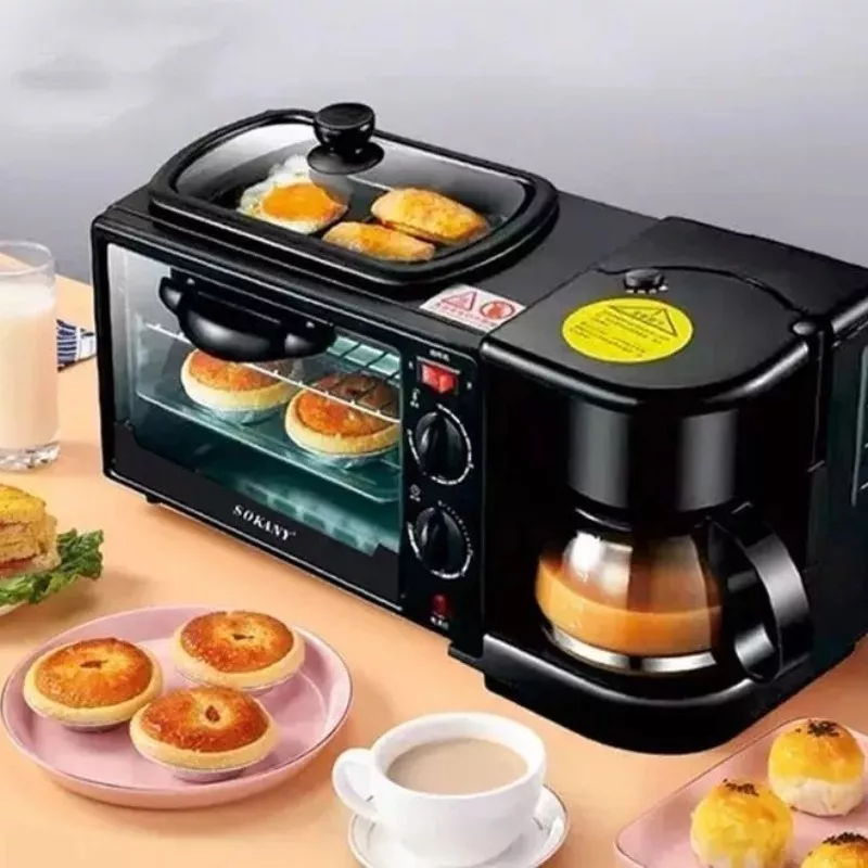 ESTACION DESAYUNO MULTIFUNCIONAL 3 EN 1 CAFETERA HORNO PLANCHA