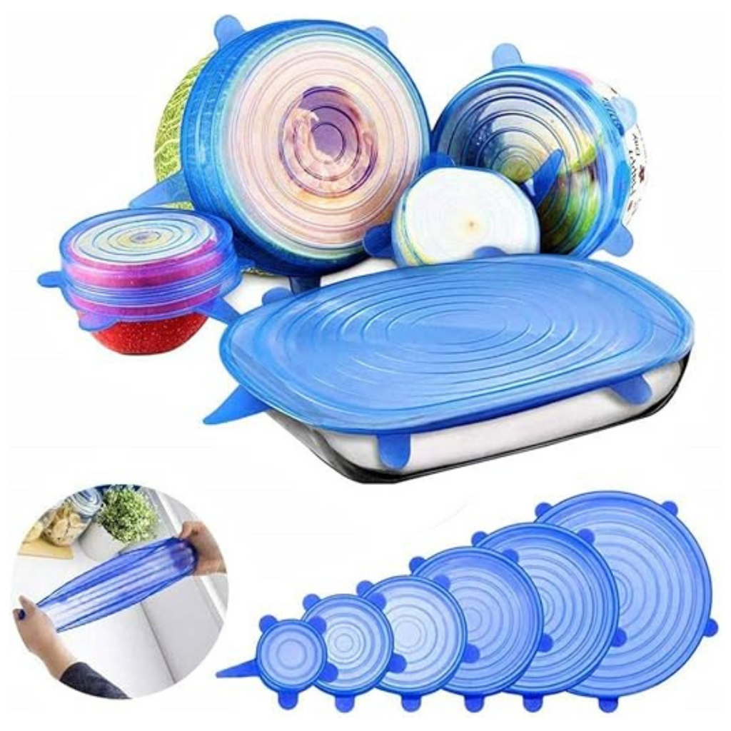 PACK DE 6 TAPAS DE SILICONA REUTILIZABLES
