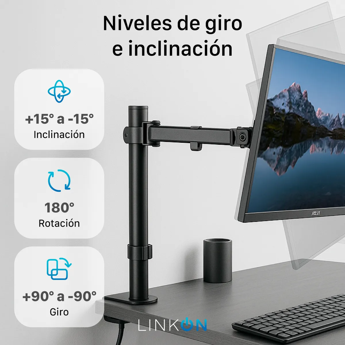 SOPORTE DOBLE PARA MONITORES AJUSTABLE