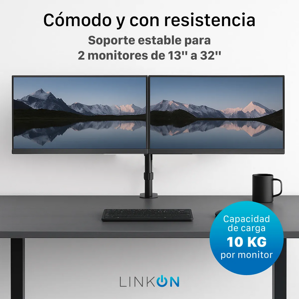 SOPORTE DOBLE PARA MONITORES AJUSTABLE