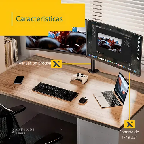 SOPORTE DOBLE PARA MONITORES AJUSTABLE