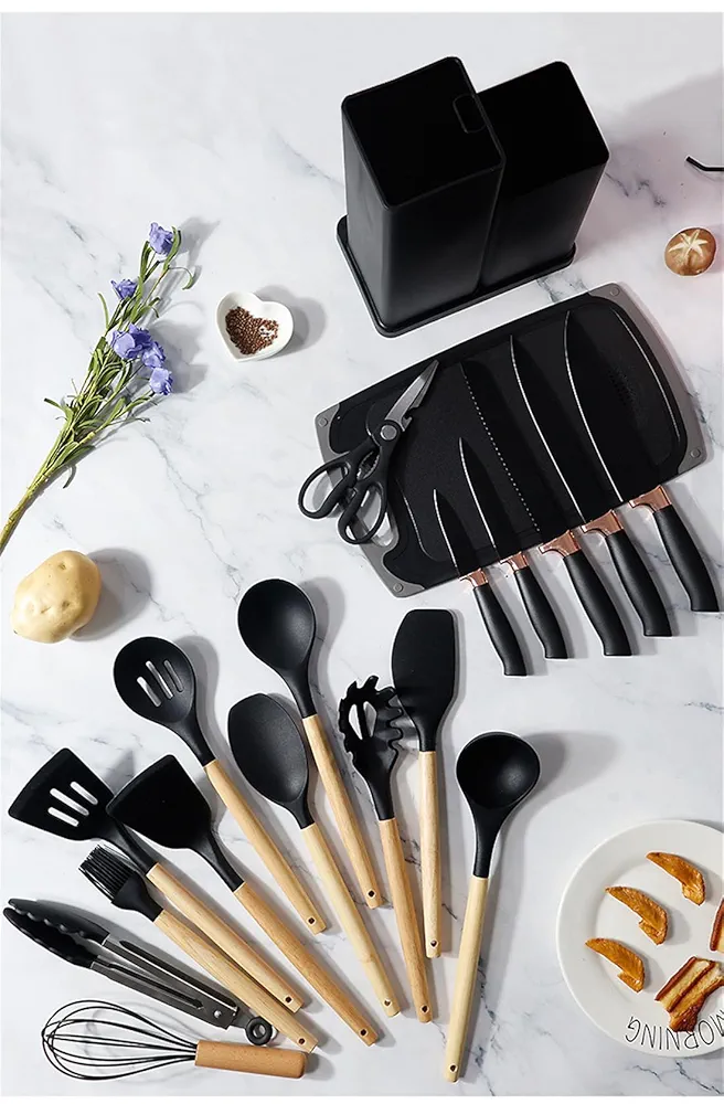 JUEGO DE UTENSILIOS DE SILICONA 19 PIEZAS PARA COCINA