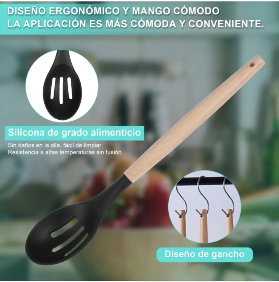 JUEGO DE UTENSILIOS DE SILICONA 19 PIEZAS PARA COCINA