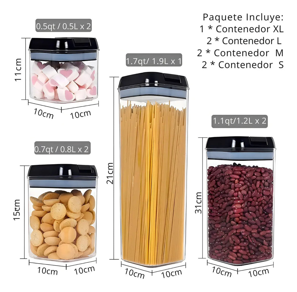 SET DE 7 CONTENEDORES HERMETICOS PARA ALIMENTOS