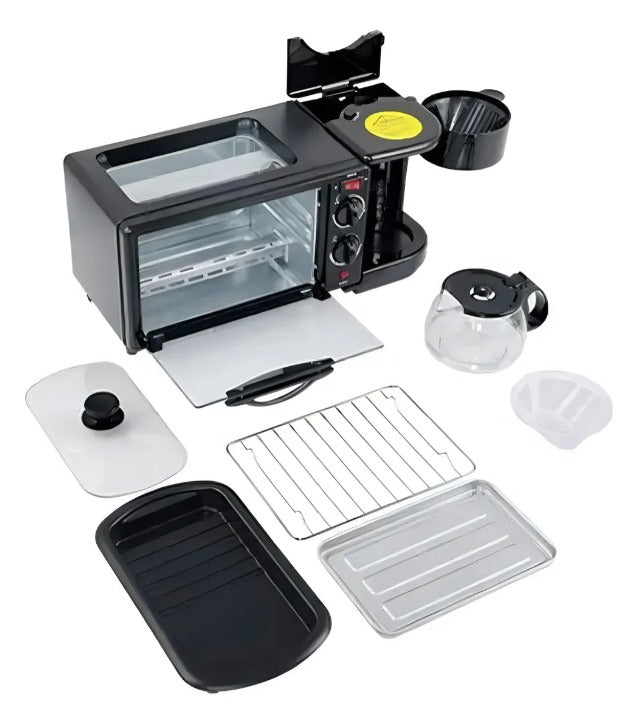 ESTACION DESAYUNO MULTIFUNCIONAL 3 EN 1 CAFETERA HORNO PLANCHA