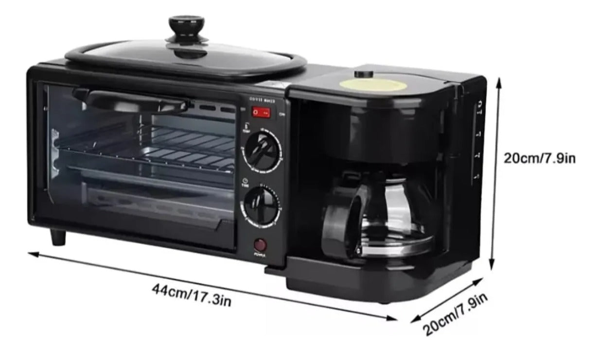 ESTACION DESAYUNO MULTIFUNCIONAL 3 EN 1 CAFETERA HORNO PLANCHA