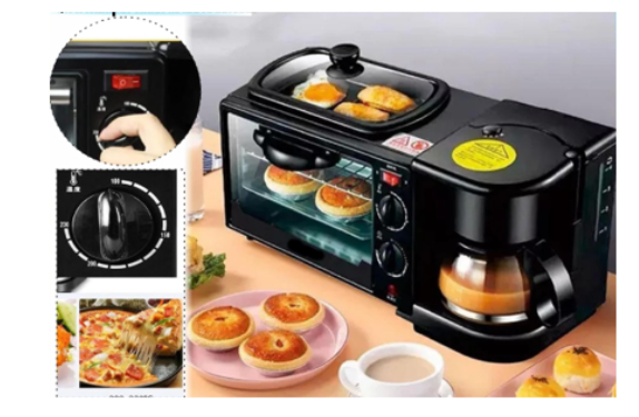 ESTACION DESAYUNO MULTIFUNCIONAL 3 EN 1 CAFETERA HORNO PLANCHA