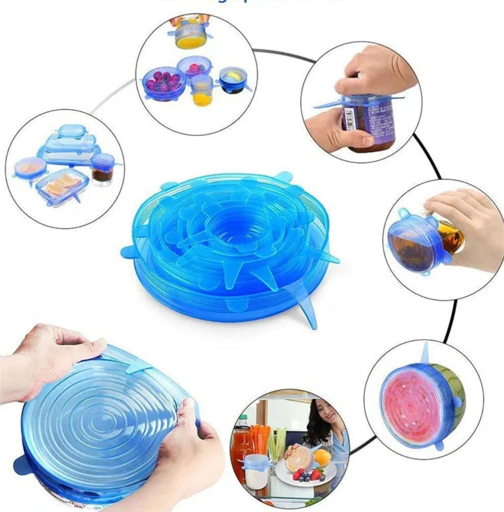 PACK DE 6 TAPAS DE SILICONA REUTILIZABLES