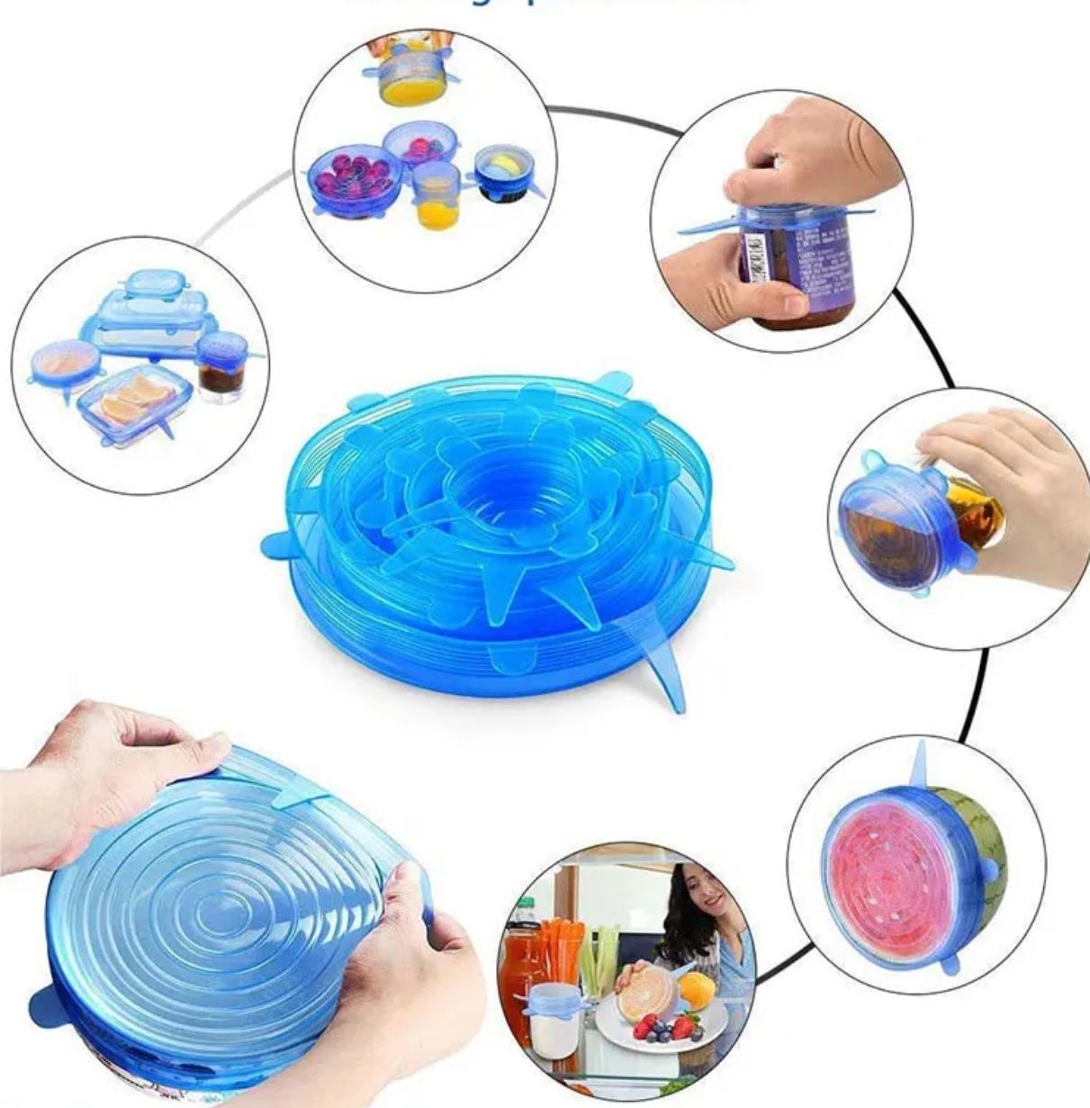 PACK DE 6 TAPAS DE SILICONA REUTILIZABLES